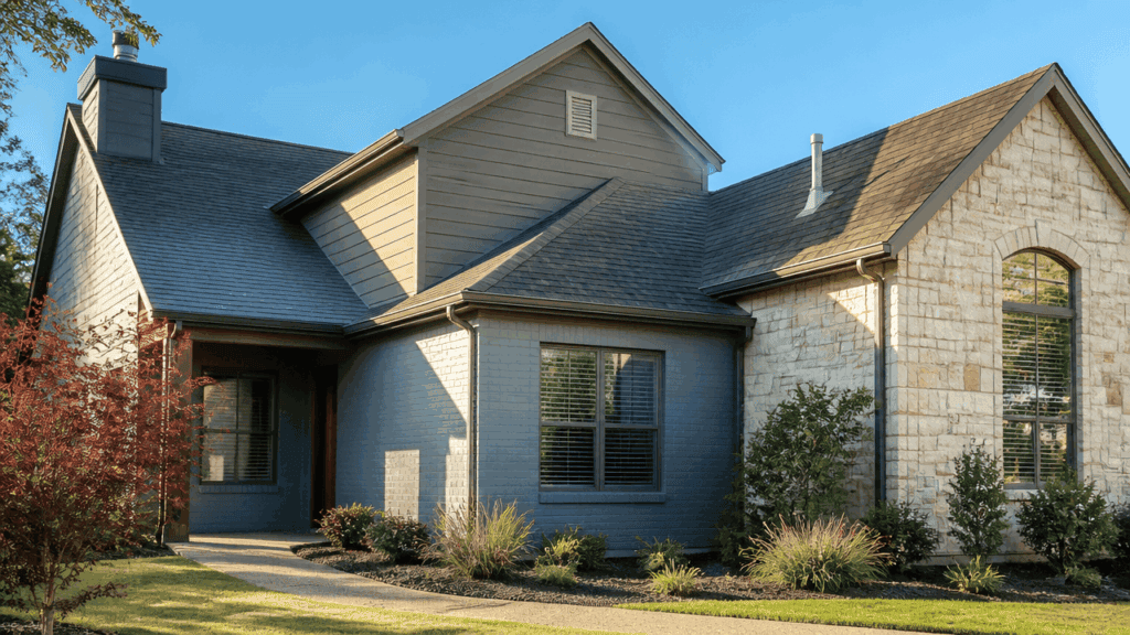 Cool paint applied to a Texas home exterior in Euless during warm fall weather